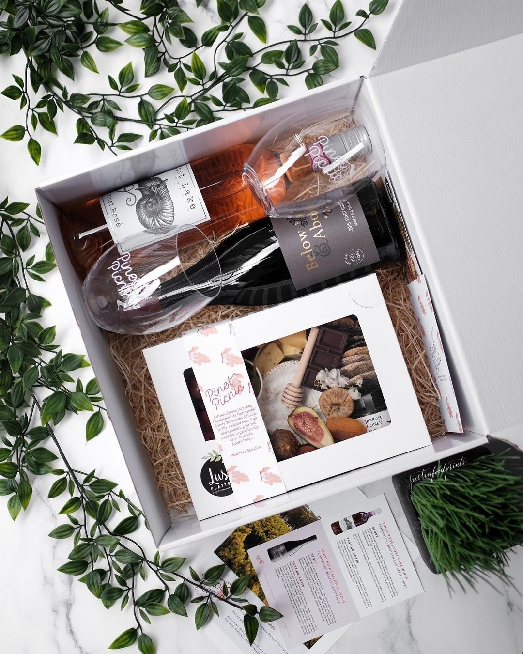 Picnic Hamper Box with Wine and Produce